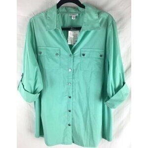 Croft & Barrow Top Plus Size 1X Green Women New